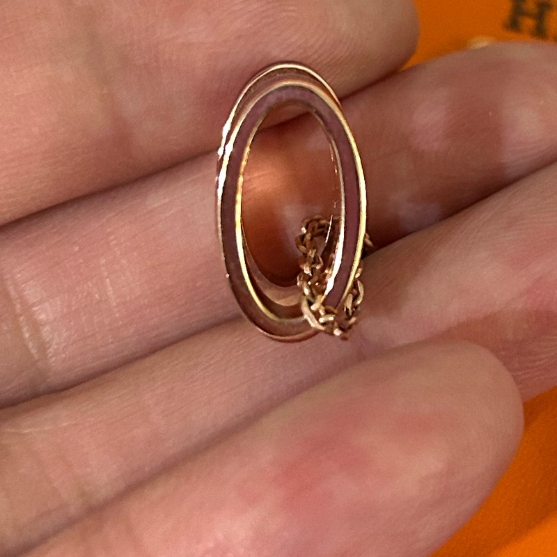 HERMES 愛馬仕H項鍊 典雅酒紅配金🌺有盒有緞帶🎀-12