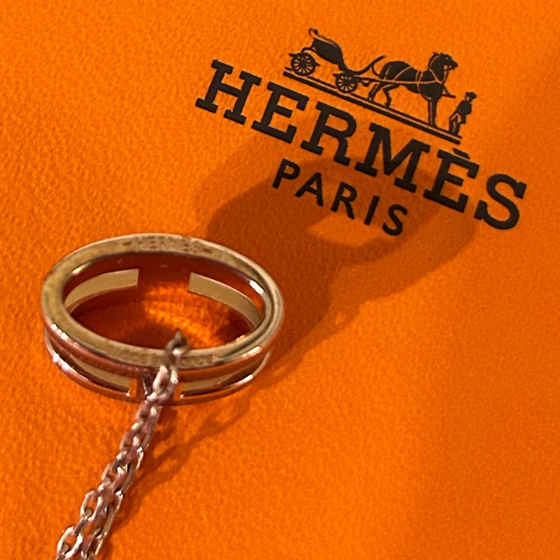 HERMES 愛馬仕H項鍊 典雅酒紅配金🌺有盒有緞帶🎀-13