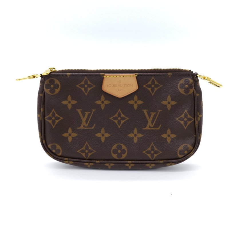 Louis Vuitton 路易威登 Multi Pochette 三合一  經典老花 棕色 搭配粉色緹花背帶  塗層帆布 麻將包 肩背包-3