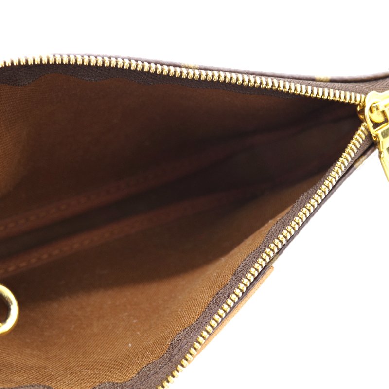 Louis Vuitton 路易威登 Multi Pochette 三合一  經典老花 棕色 搭配粉色緹花背帶  塗層帆布 麻將包 肩背包-10