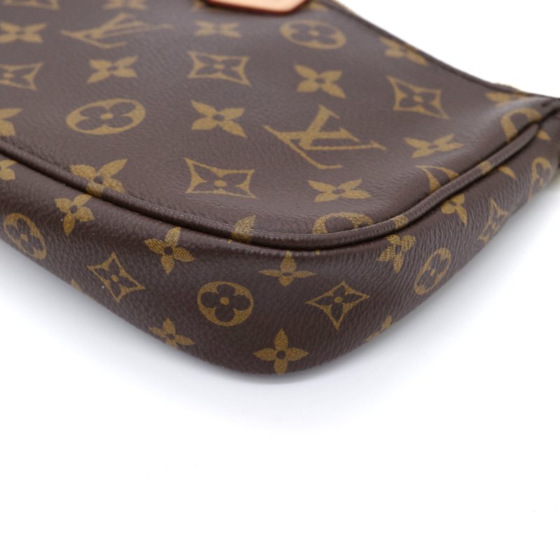 Louis Vuitton 路易威登 Multi Pochette 三合一  經典老花 棕色 搭配粉色緹花背帶  塗層帆布 麻將包 肩背包-15