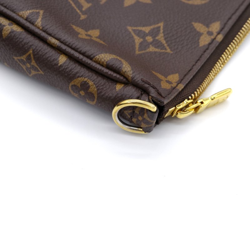 Louis Vuitton 路易威登 Multi Pochette 三合一  經典老花 棕色 搭配粉色緹花背帶  塗層帆布 麻將包 肩背包-16