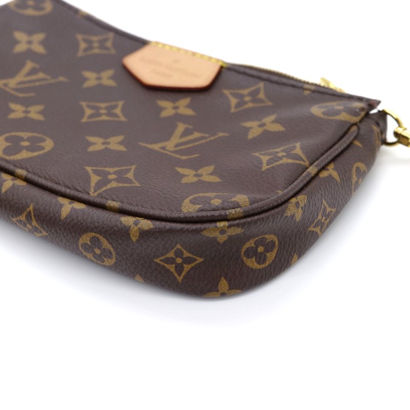 Louis Vuitton 路易威登 Multi Pochette 三合一  經典老花 棕色 搭配粉色緹花背帶  塗層帆布 麻將包 肩背包-18