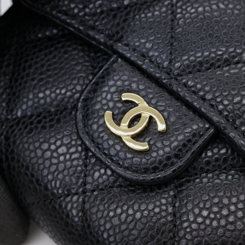 Chanel 香奈兒 經典翻蓋 黑色 魚子醬牛皮 卡夾-5