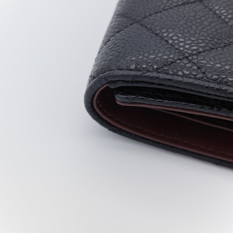 Chanel 香奈兒 經典翻蓋 黑色 魚子醬牛皮 卡夾-7