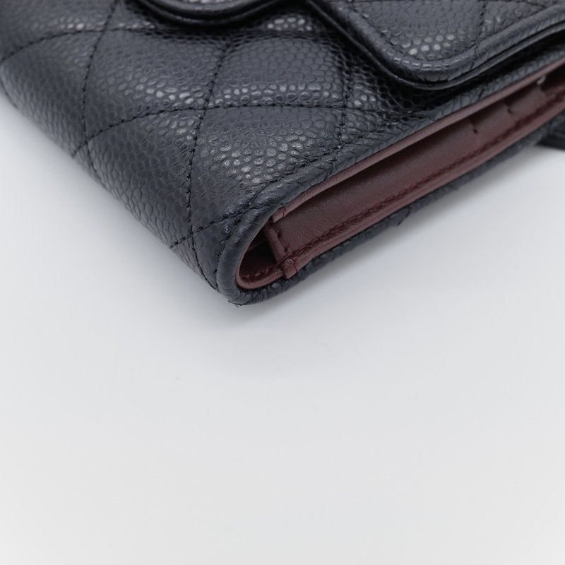 Chanel 香奈兒 經典翻蓋 黑色 魚子醬牛皮 卡夾-8