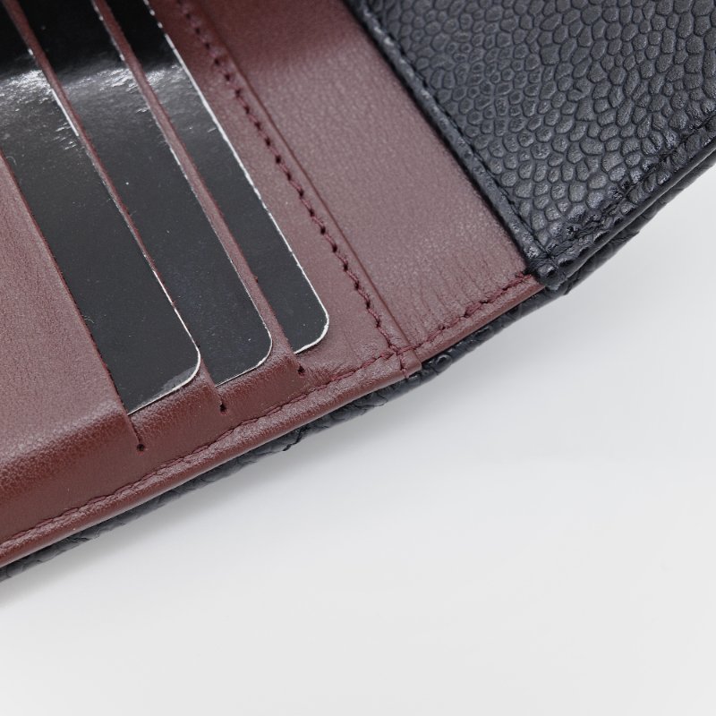 Chanel 香奈兒 經典翻蓋 黑色 魚子醬牛皮 卡夾-14