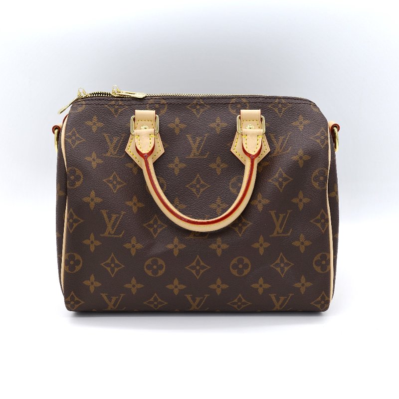Louis Vuitton 路易威登 Speedy 25 經典老花 棕色 塗層帆布 肩背包 手提包-1