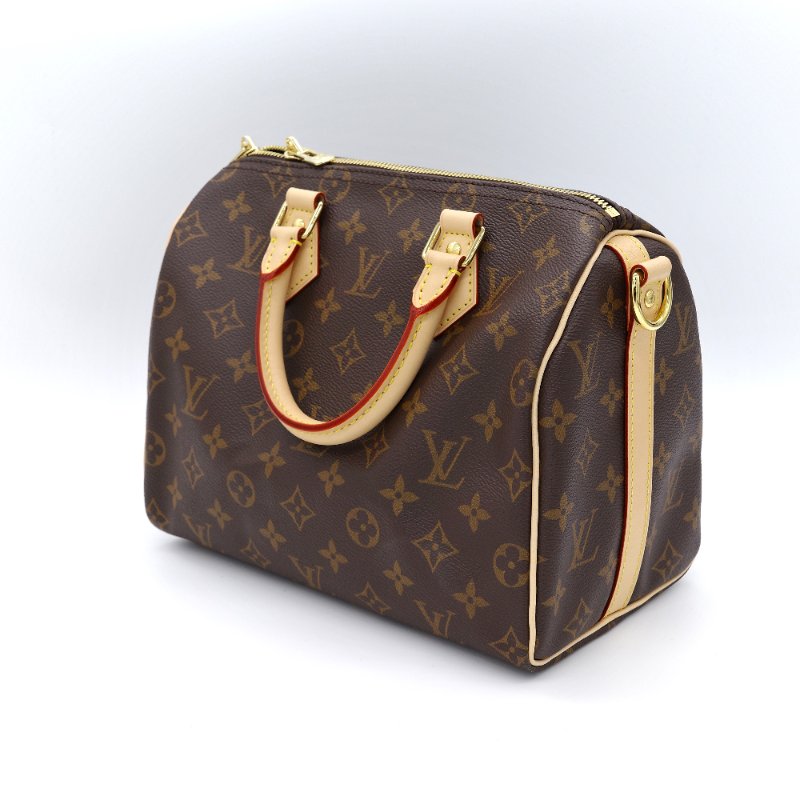 Louis Vuitton 路易威登 Speedy 25 經典老花 棕色 塗層帆布 肩背包 手提包-2