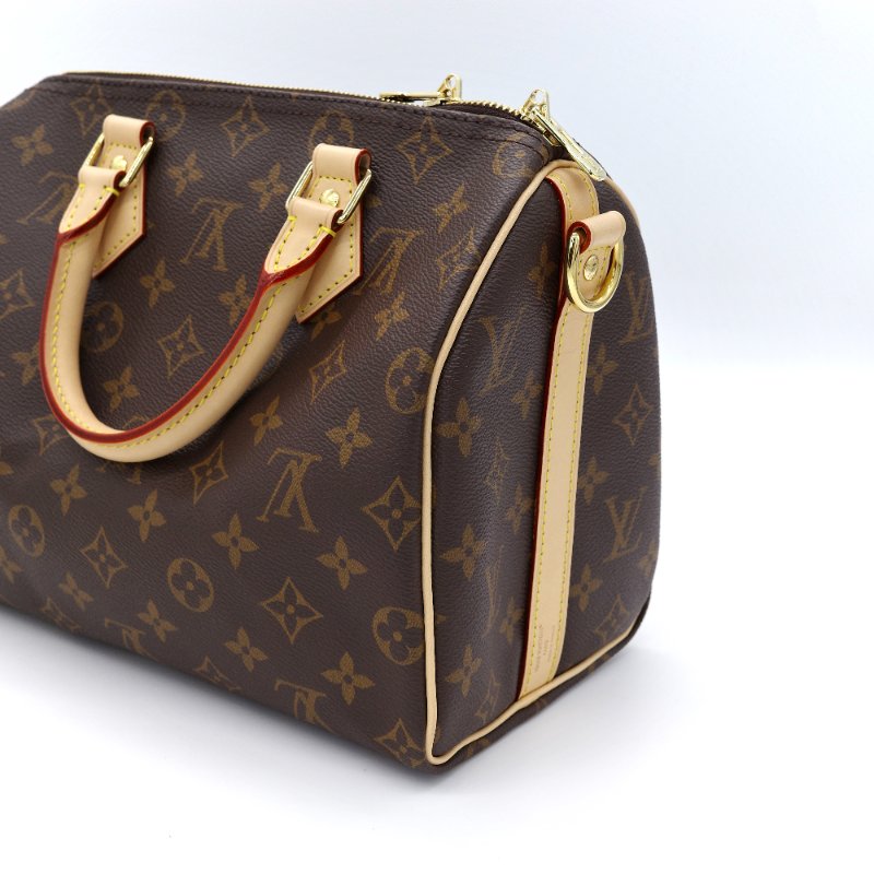 Louis Vuitton 路易威登 Speedy 25 經典老花 棕色 塗層帆布 肩背包 手提包-4