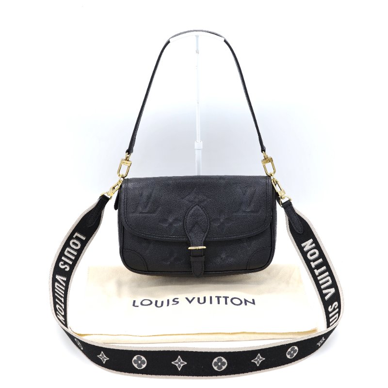 Louis Vuitton 路易威登 Diane Monogram Empreinte黑色壓紋 寶藍色內裡 牛皮 可拆式緹花肩背帶 肩背包 斜背包-0