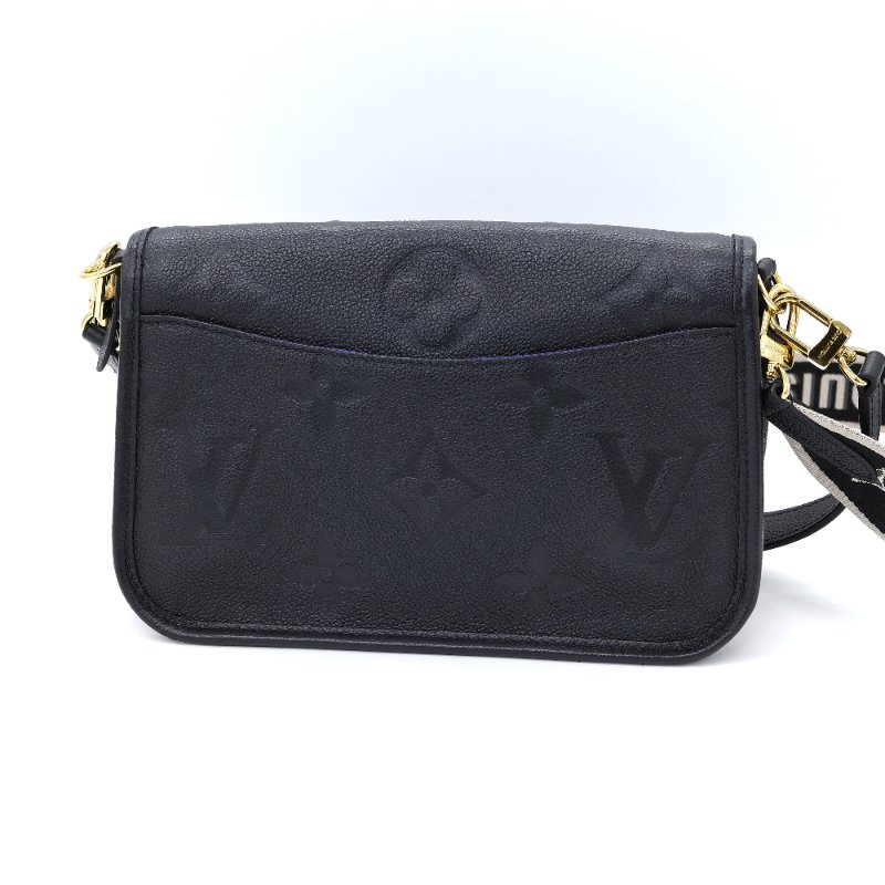 Louis Vuitton 路易威登 Diane Monogram Empreinte黑色壓紋 寶藍色內裡 牛皮 可拆式緹花肩背帶 肩背包 斜背包-4