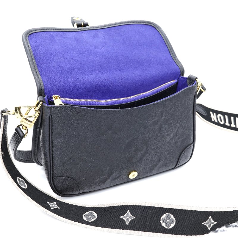 Louis Vuitton 路易威登 Diane Monogram Empreinte黑色壓紋 寶藍色內裡 牛皮 可拆式緹花肩背帶 肩背包 斜背包-15