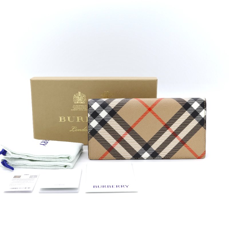 Burberry 巴寶莉 經典格紋 棕色 塗層帆布 拉鍊長夾-0