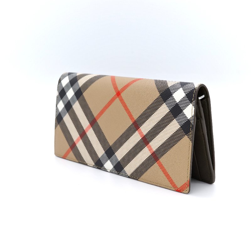 Burberry 巴寶莉 經典格紋 棕色 塗層帆布 拉鍊長夾-2