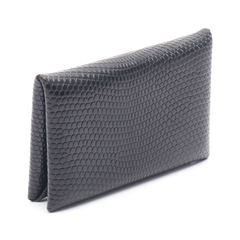 愛馬仕 Calvi 零錢包,蜥蜴皮,異國皮革,黑色,二手,女士-1