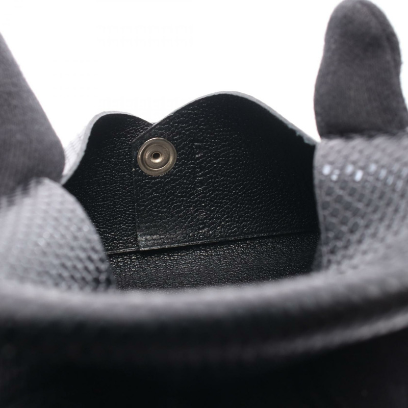 愛馬仕 Calvi 零錢包,蜥蜴皮,異國皮革,黑色,二手,女士-5