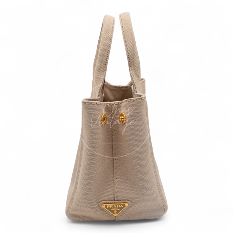 [Pre-owned] Prada 1BG439 Mini Canapa Handbag in Beige Canvas-2