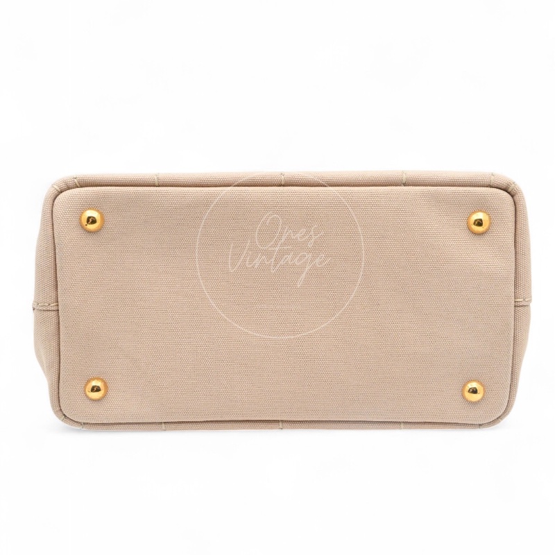 [Pre-owned] Prada 1BG439 Mini Canapa Handbag in Beige Canvas-8