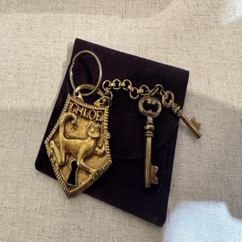 絕版收藏 法國時尚正品Vintage老件CHLOE 銅金屬鑰匙圈