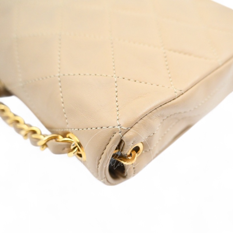 [Pre-owned] Chanel Vintage Beige Single Flap bag with CC Logo-25
