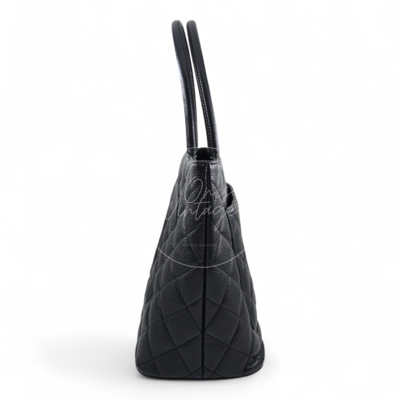 [Pre-owned] Chanel Black Caviar Vintage Medallion Tote Bag-2