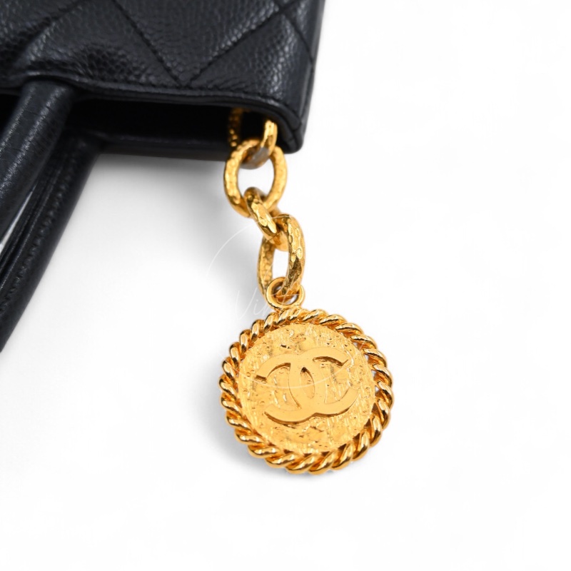 [Pre-owned] Chanel Black Caviar Vintage Medallion Tote Bag-15