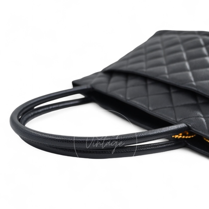 [Pre-owned] Chanel Black Caviar Vintage Medallion Tote Bag-17