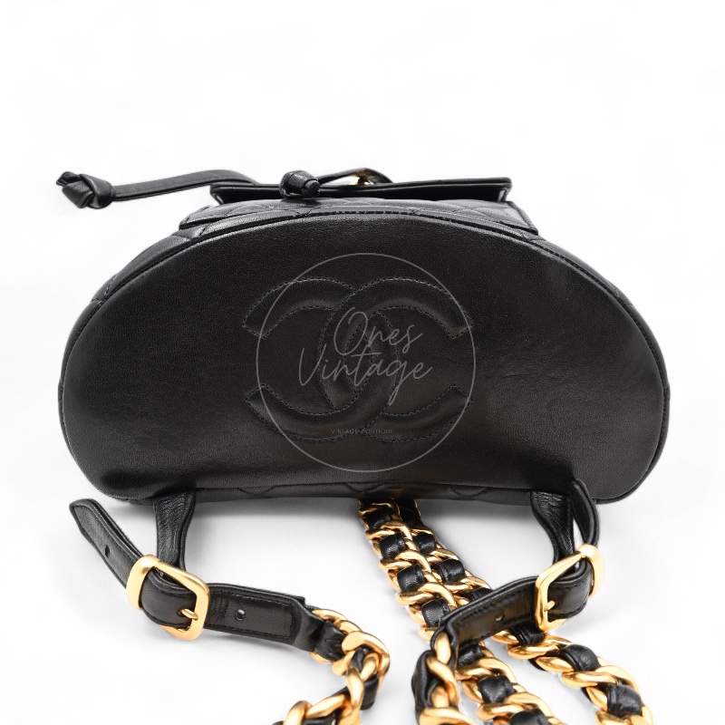 [Pre-owned] Chanel Vintage Black Lambskin Duma Backpack-18