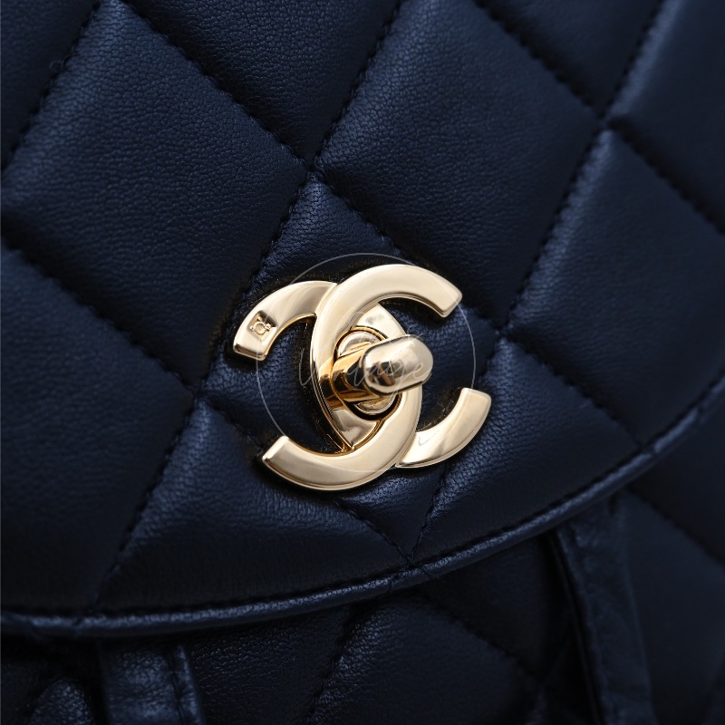 [Pre-owned] Chanel Vintage Black Lambskin Duma Backpack-22