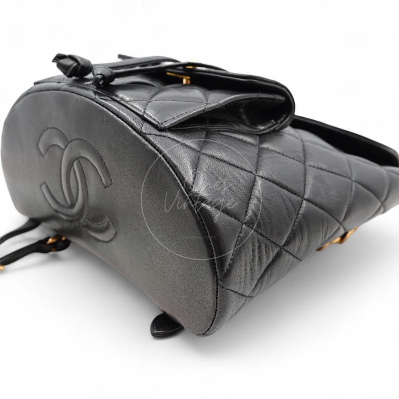 [Pre-owned] Chanel Vintage Black Lambskin Duma Backpack-26