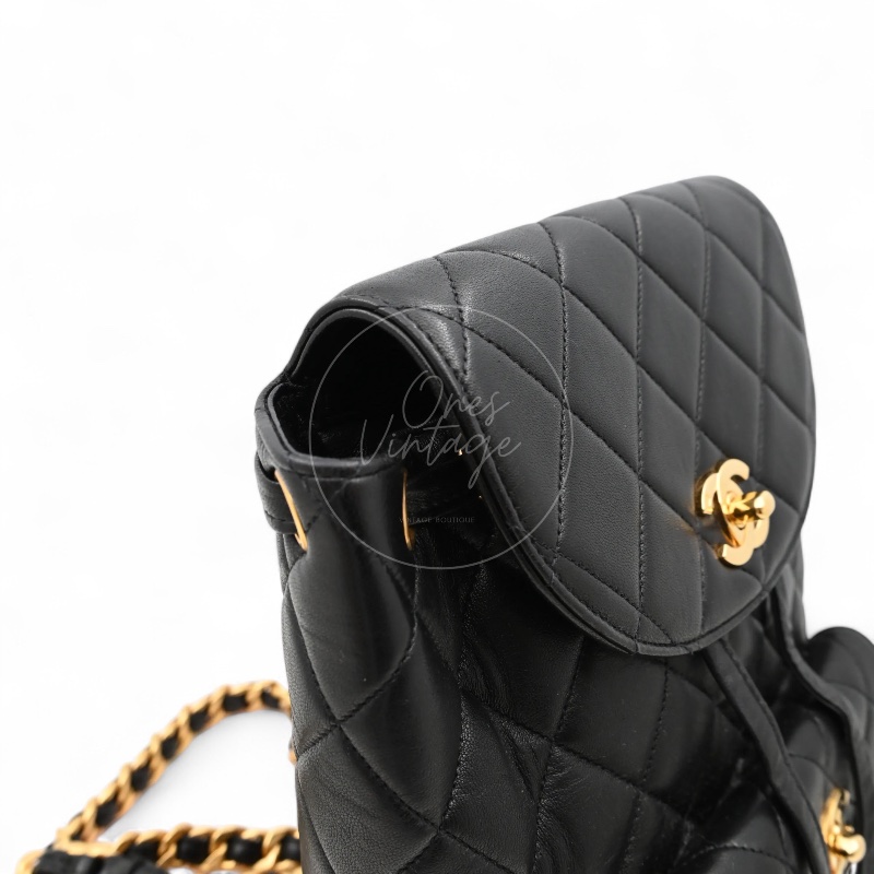 [Pre-owned] Chanel Vintage Black Lambskin Duma Backpack-32