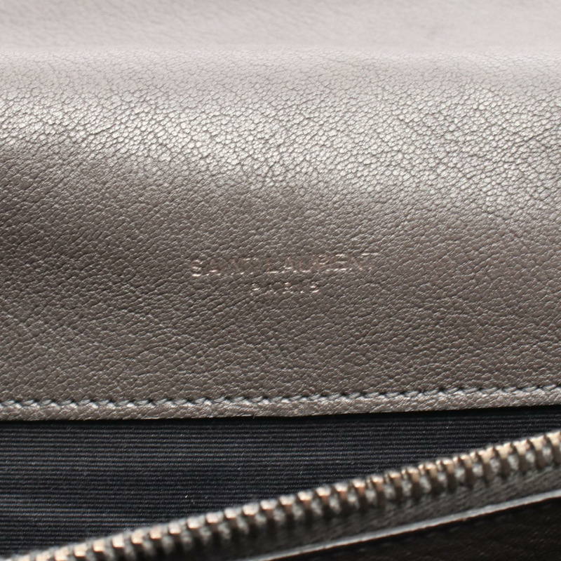 SAINT LAURENT PARIS 經典 Monogram 肩背包 392738 皮革 灰色 二手-3