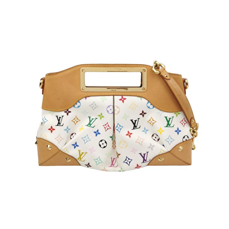 Louis Vuitton(LV)Judy植鞣革白三彩鏤空提手單肩包-0