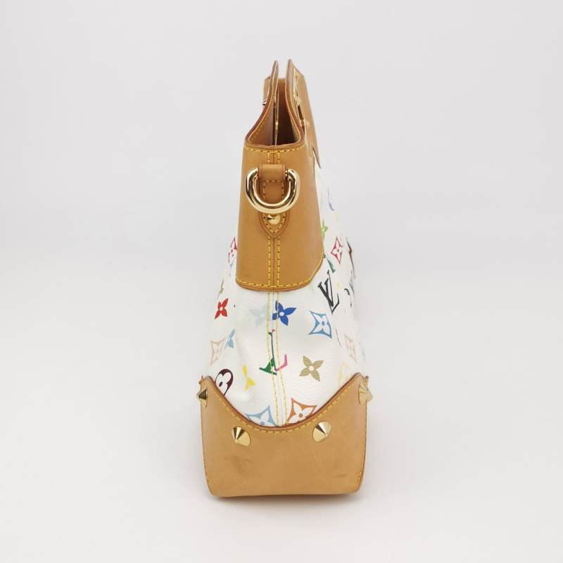 Louis Vuitton(LV)Judy植鞣革白三彩鏤空提手單肩包-3