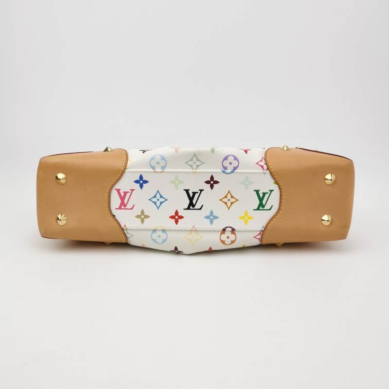 Louis Vuitton(LV)Judy植鞣革白三彩鏤空提手單肩包-5
