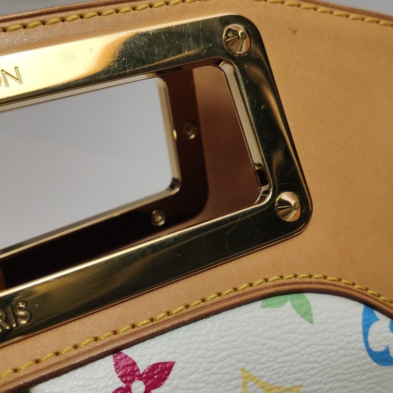 Louis Vuitton(LV)Judy植鞣革白三彩鏤空提手單肩包-11