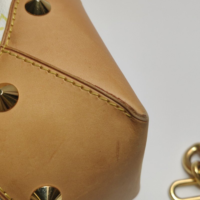 Louis Vuitton(LV)Judy植鞣革白三彩鏤空提手單肩包-17