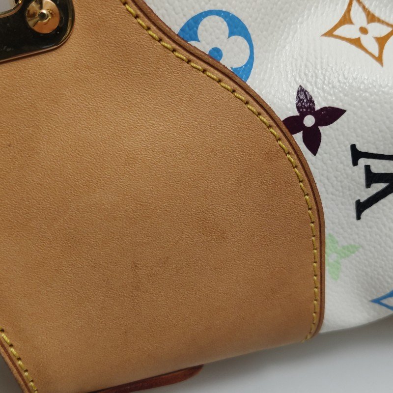 Louis Vuitton(LV)Judy植鞣革白三彩鏤空提手單肩包-18