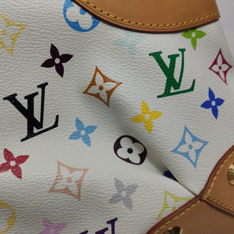 Louis Vuitton(LV)Judy植鞣革白三彩鏤空提手單肩包-19