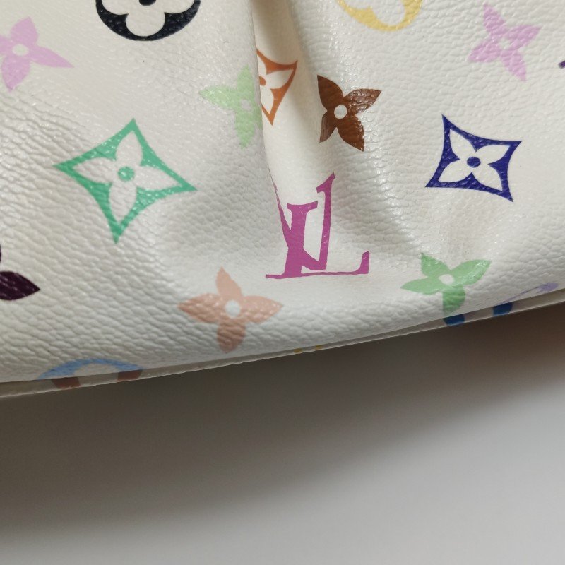 Louis Vuitton(LV)Judy植鞣革白三彩鏤空提手單肩包-20