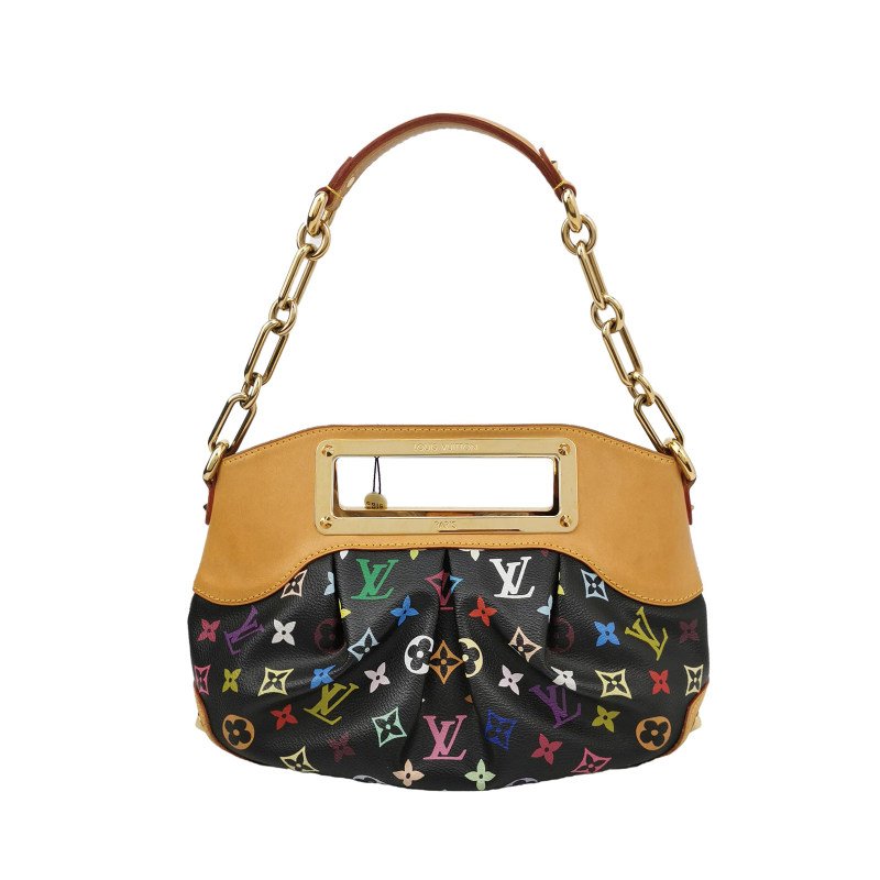 Louis Vuitton(LV)Judy植鞣革黑三彩鏤空提手單肩包-0