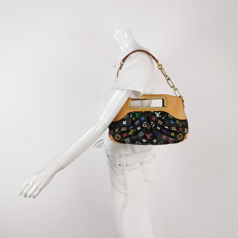 Louis Vuitton(LV)Judy植鞣革黑三彩鏤空提手單肩包-1