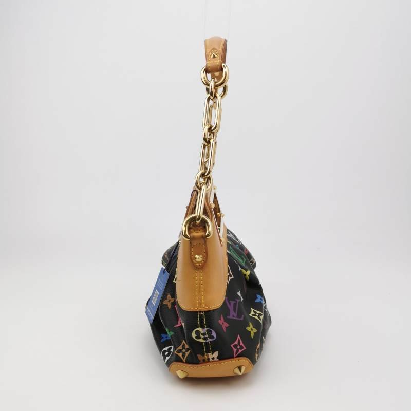 Louis Vuitton(LV)Judy植鞣革黑三彩鏤空提手單肩包-3