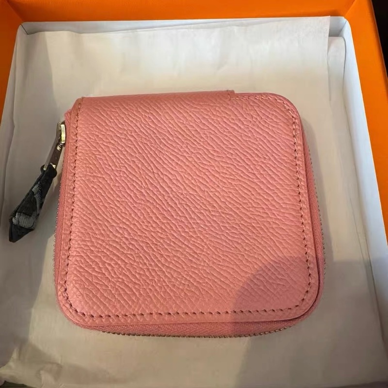 全新閒置 愛馬仕Hermès Silk’in 零錢包|粉嫩顆粒紋|好裝好拿-0