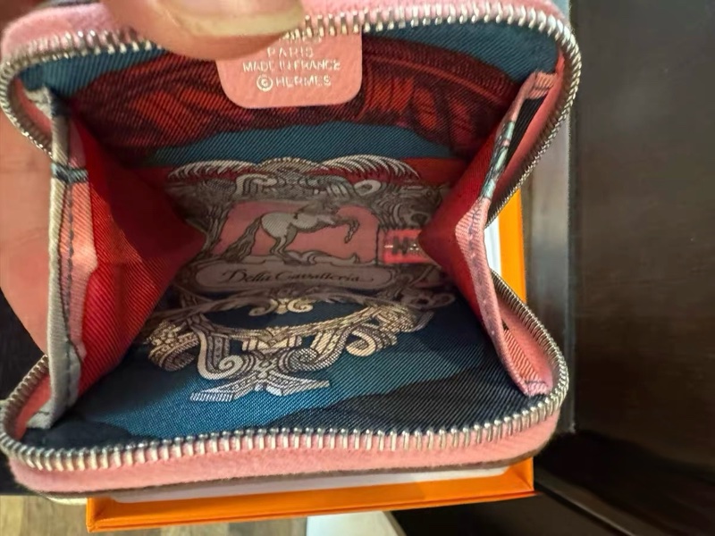 全新閒置 愛馬仕Hermès Silk’in 零錢包|粉嫩顆粒紋|好裝好拿-4