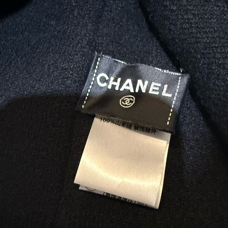 Chanel 花呢拼接雙C大logo毛帽-3
