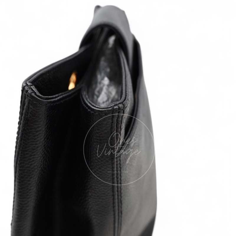 [Pre-owned] Chanel Black Caviar Supermodel Vintage Tote Bag-1