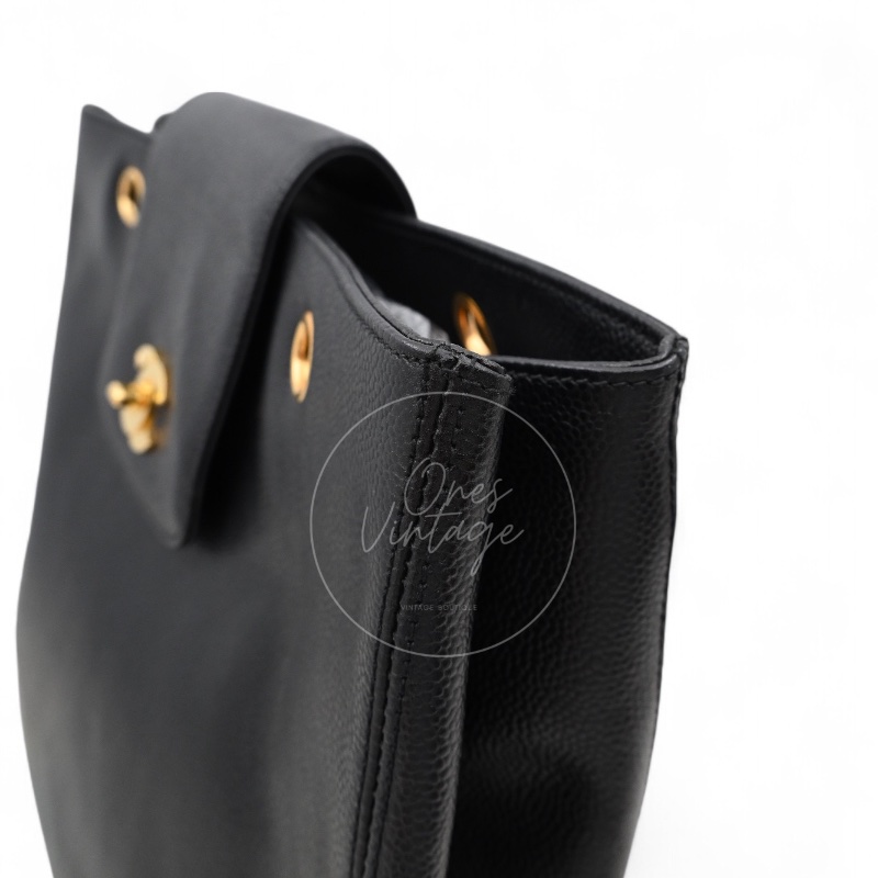 [Pre-owned] Chanel Black Caviar Supermodel Vintage Tote Bag-2