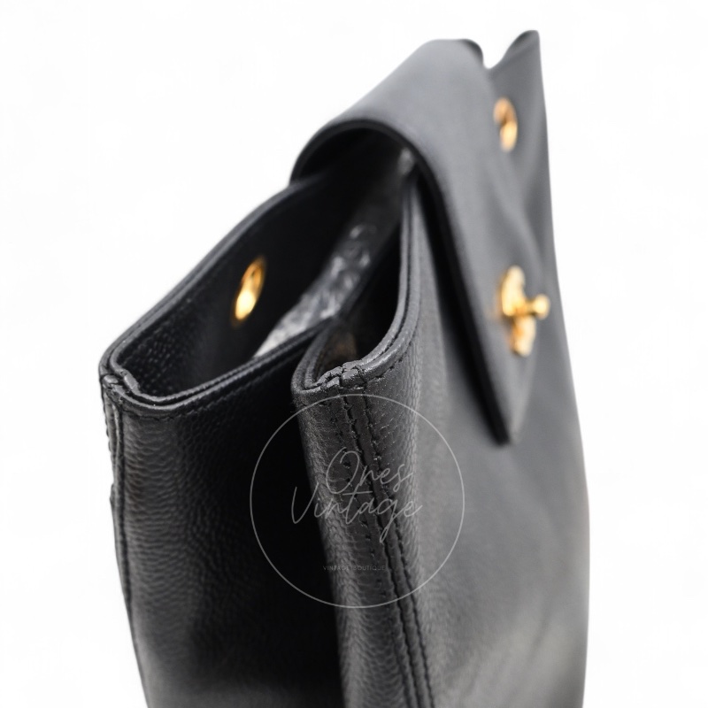 [Pre-owned] Chanel Black Caviar Supermodel Vintage Tote Bag-4